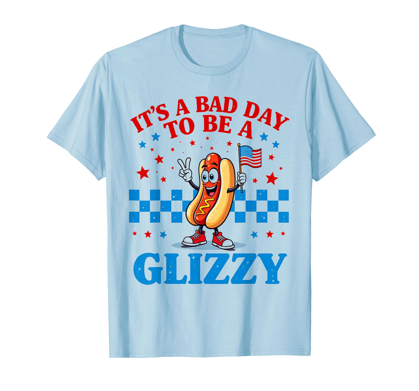 Funny Hot Dog Glizzy 4th of July 2025 Patriotic USA Flag Fun T-Shirt