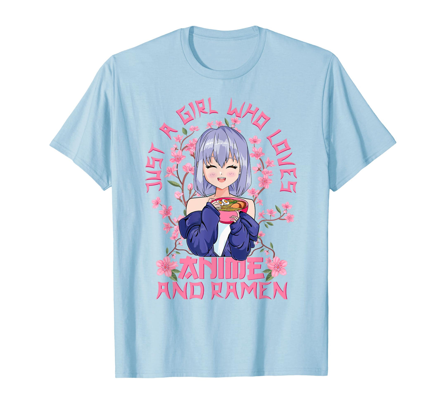 Anime and Ramen - Kitschy Sakura Japanese Cherry Blossoms T-Shirt