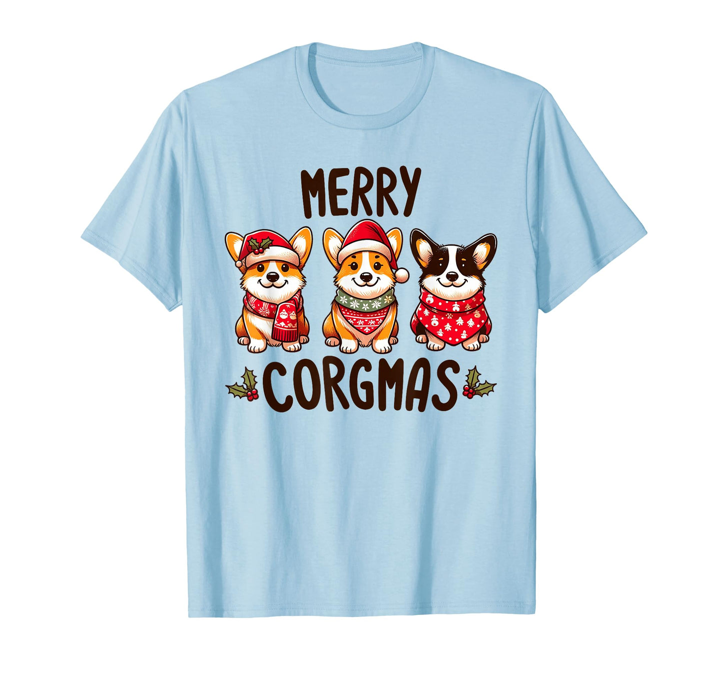 Merry Corgmas Santa Hat Christmas Corgi Dog Mom Dad Owner T-Shirt