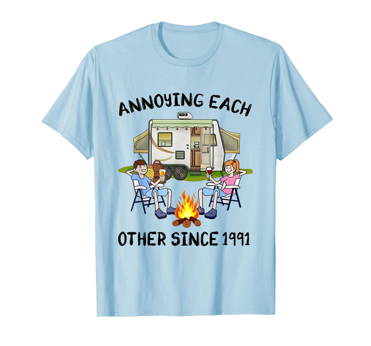Annoying Each Other Since 1991 RV Van Campfire Couple T-Shirt