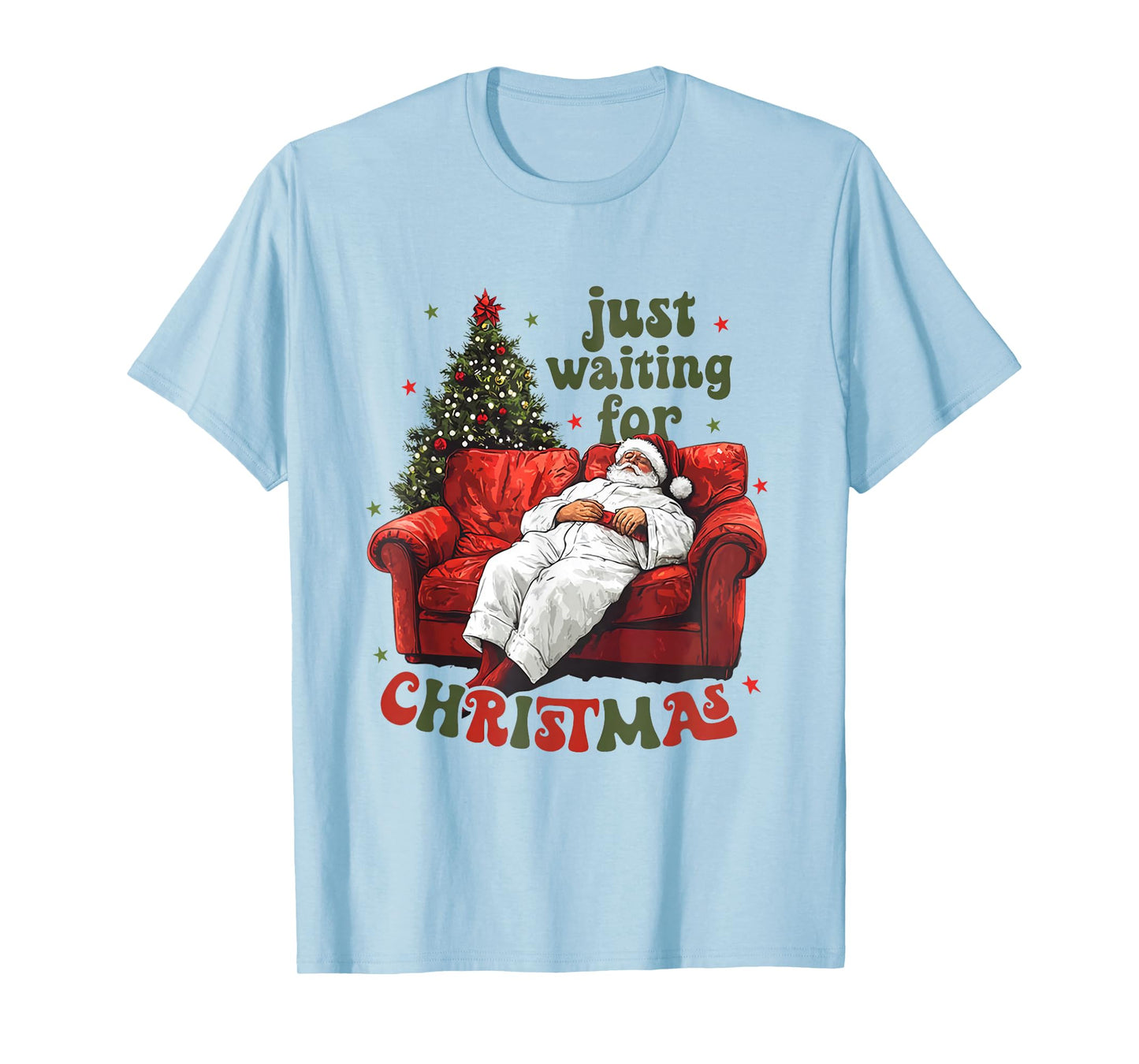 Lazy Santa Claus Relaxing On Couch Christmas Holiday Theme T-Shirt