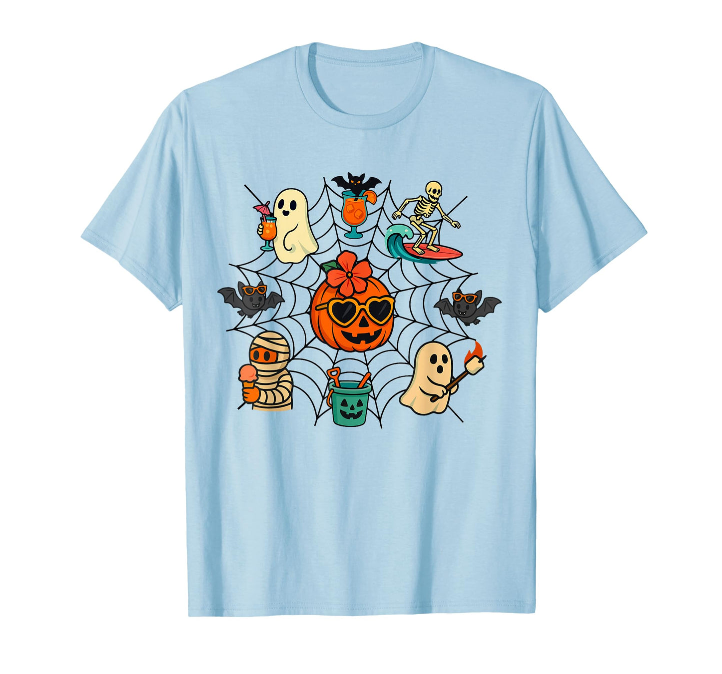 Summerween Ghost Pumpkin Halloween Spooky Summer Trip T-Shirt