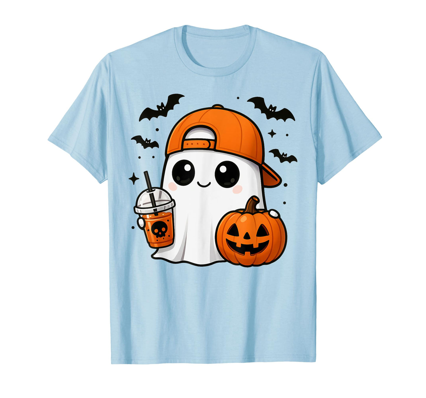 Halloween Cute Ghost Drink Pumpkin Men Women Boy Girl T-Shirt