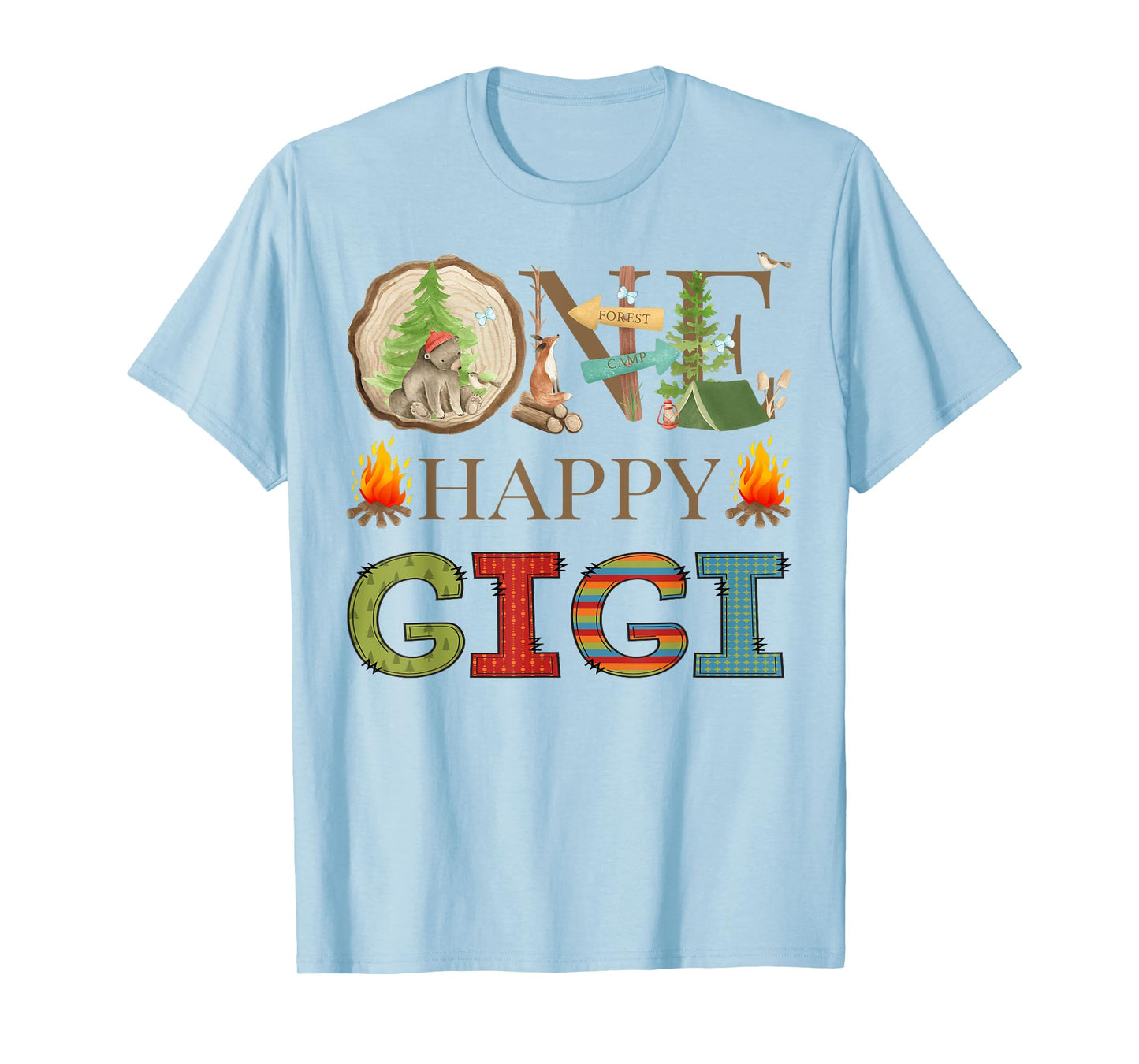 One Happy Gigi Camper First Birthday Camping Bear T-Shirt