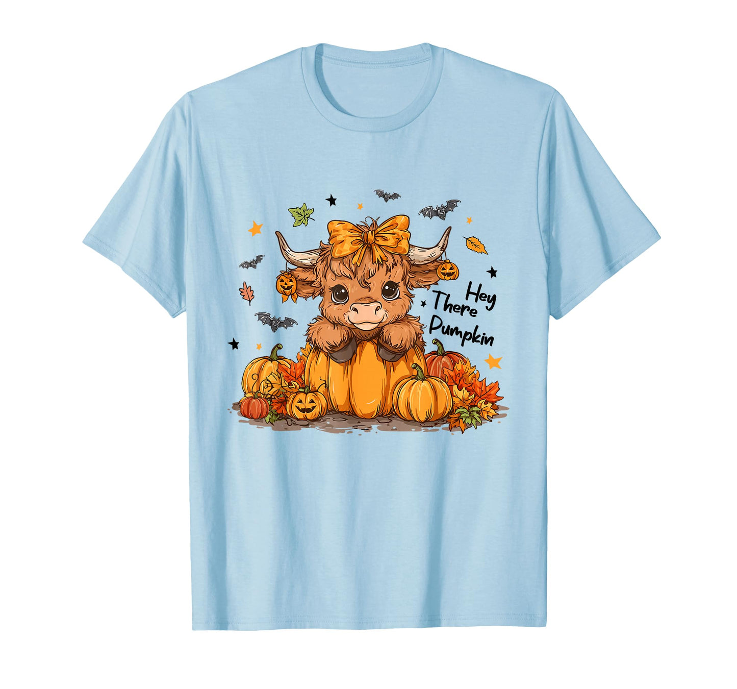 Hey There Pumpkin Halloween Highland Cow Lover Cow Farm T-Shirt