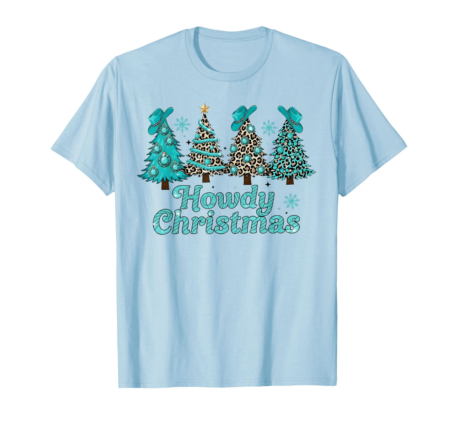 Christmas Tree Western Santa Hat Howdy Cowboy Men Women Kid T-Shirt