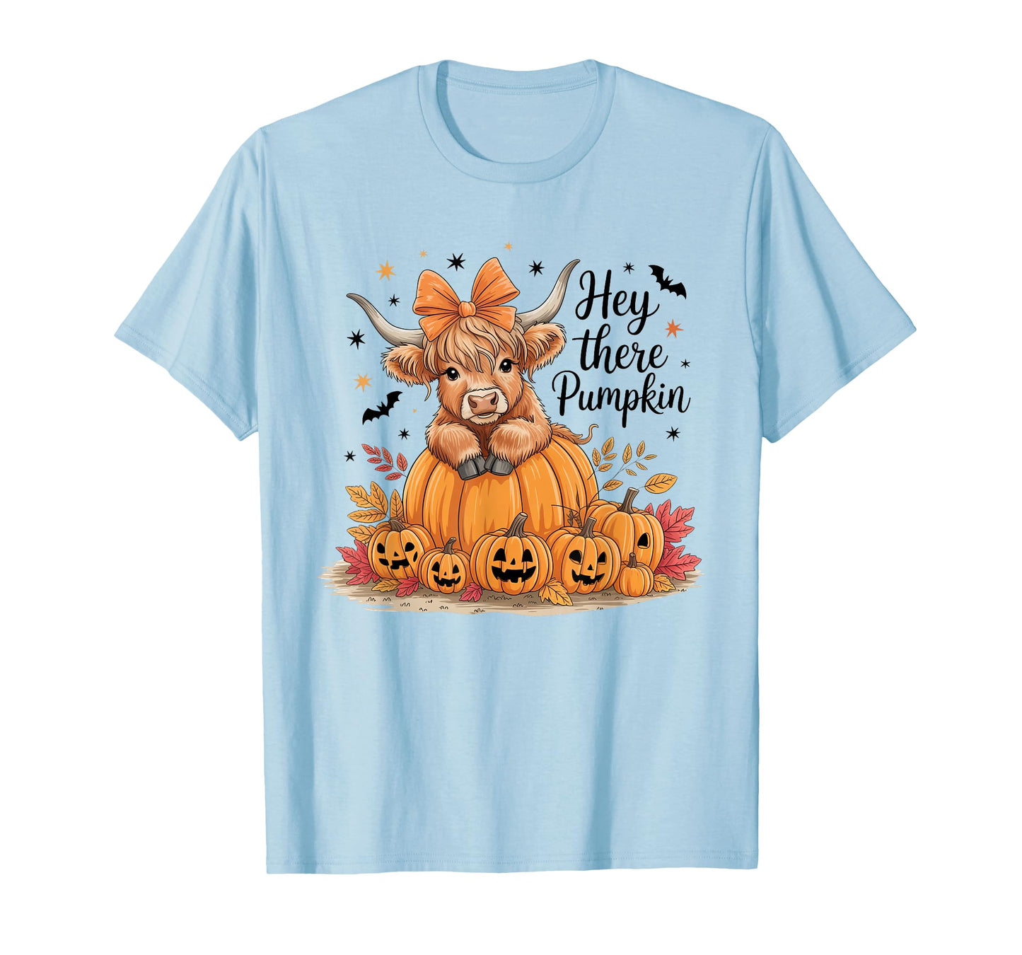 Hey There Pumpkin Halloween Highland Cow Lover Cow Farm T-Shirt