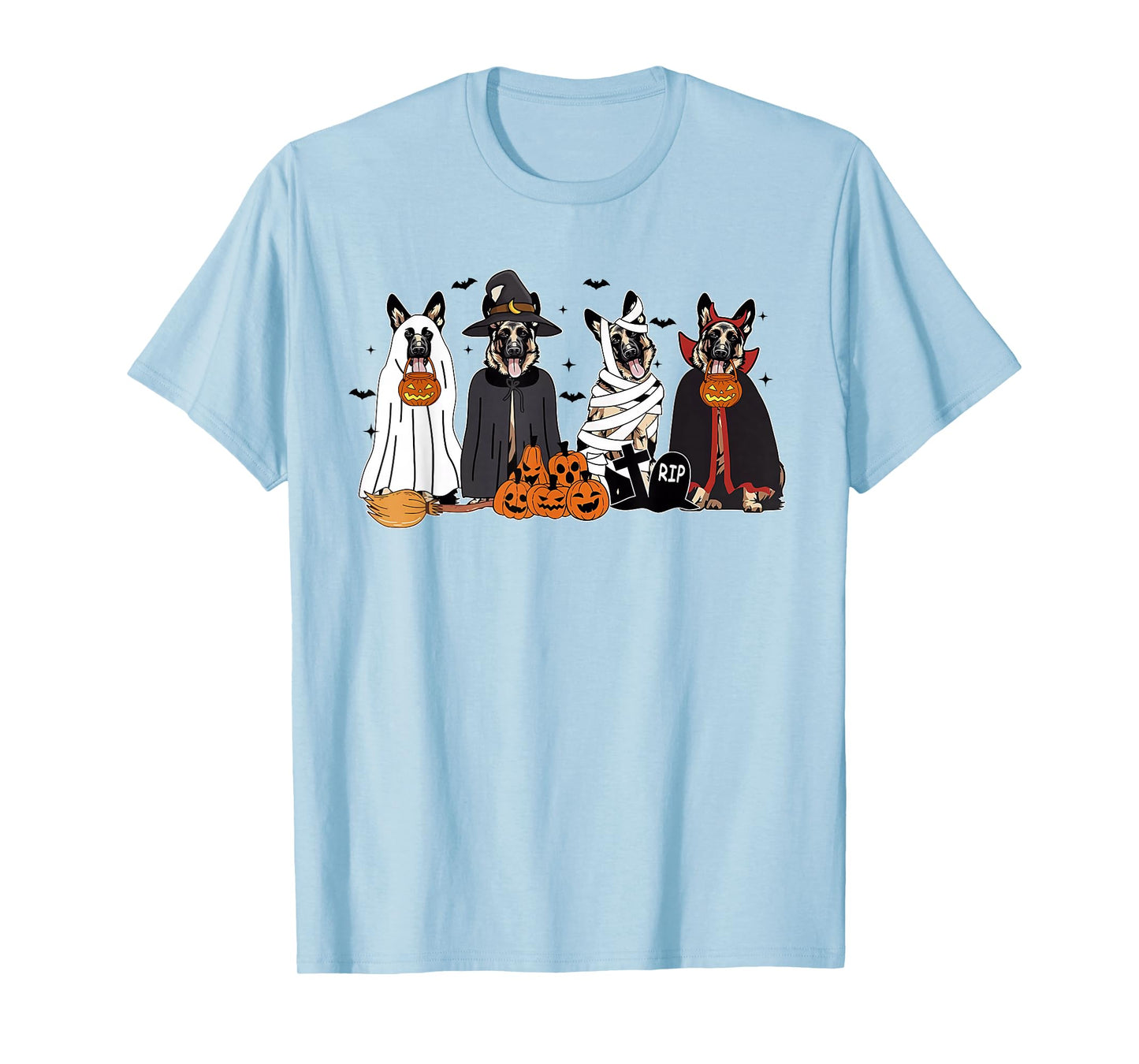 Funny German Shepherd Dogs Dressed As Ghost Spooky Halloween T-Shirt