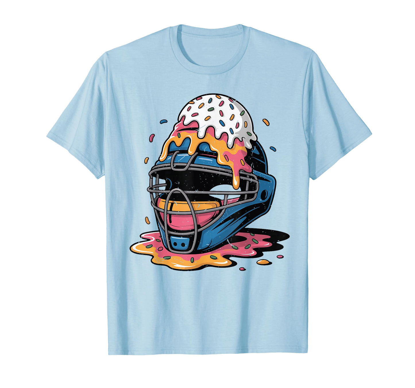 Boy Baseball Catcher Mask Baseball Drip Ice Cream Youth T-Shirt