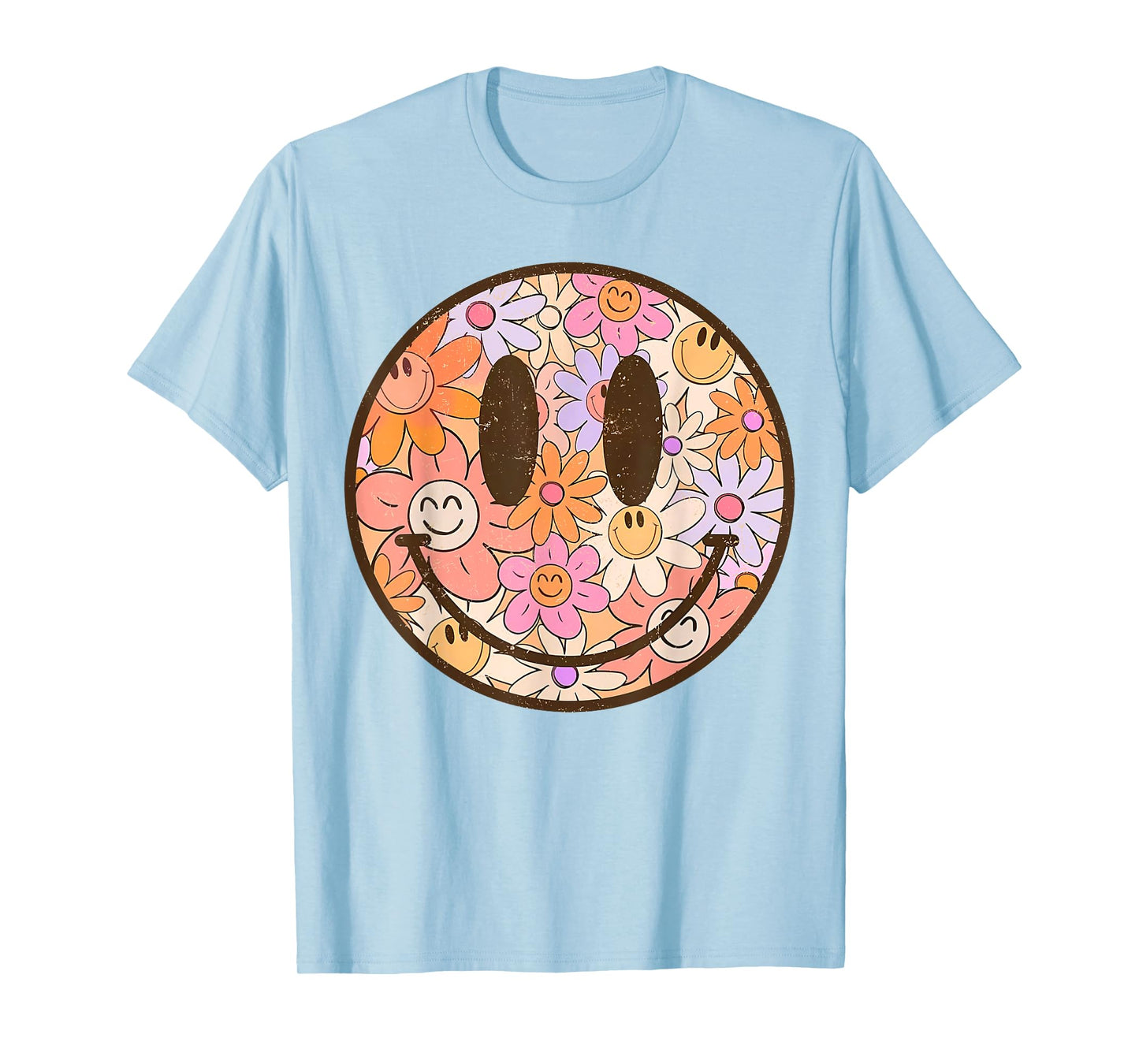 Retro Floral Smile Face Preppy Aesthetic Men Women Kids T-Shirt