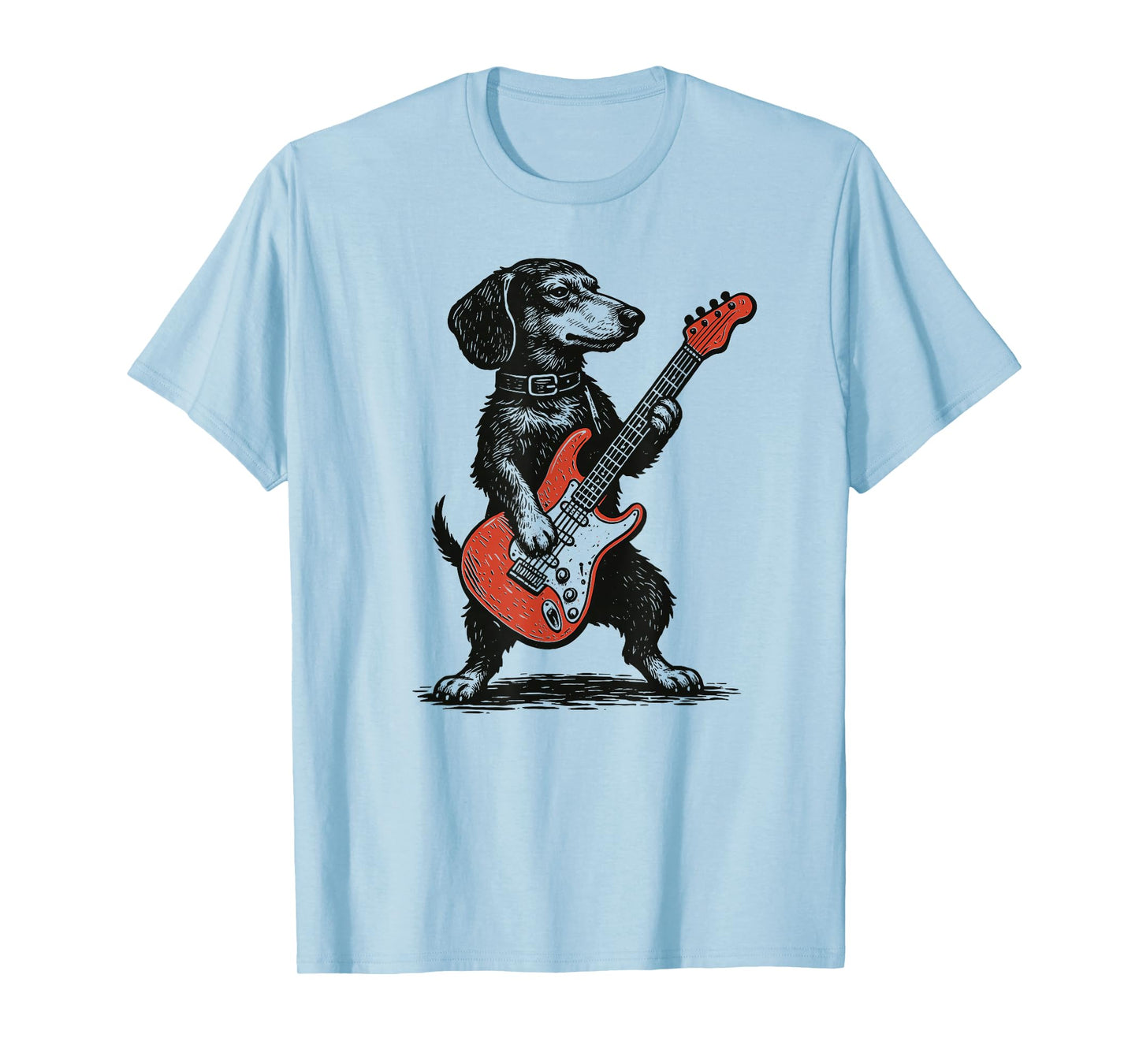 Cute Dachshund Playing Guitar Weenie Wiener Dog Funny T-Shirt