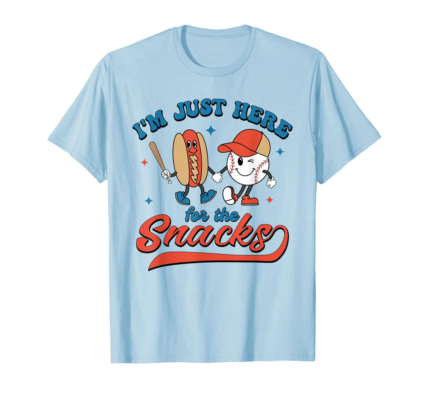 I'm Just Here For The Snacks Baseball Hot Dog 4th Of July T-Shirt