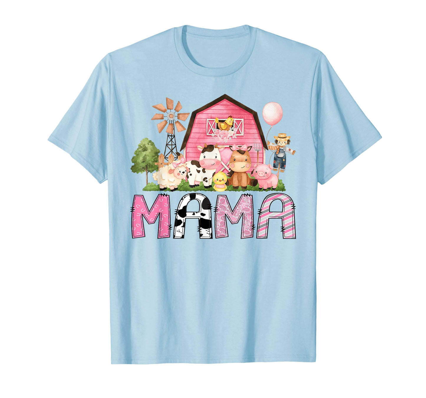 Mama Pink Farm Cow Lover Birthday Girl Matching T-Shirt
