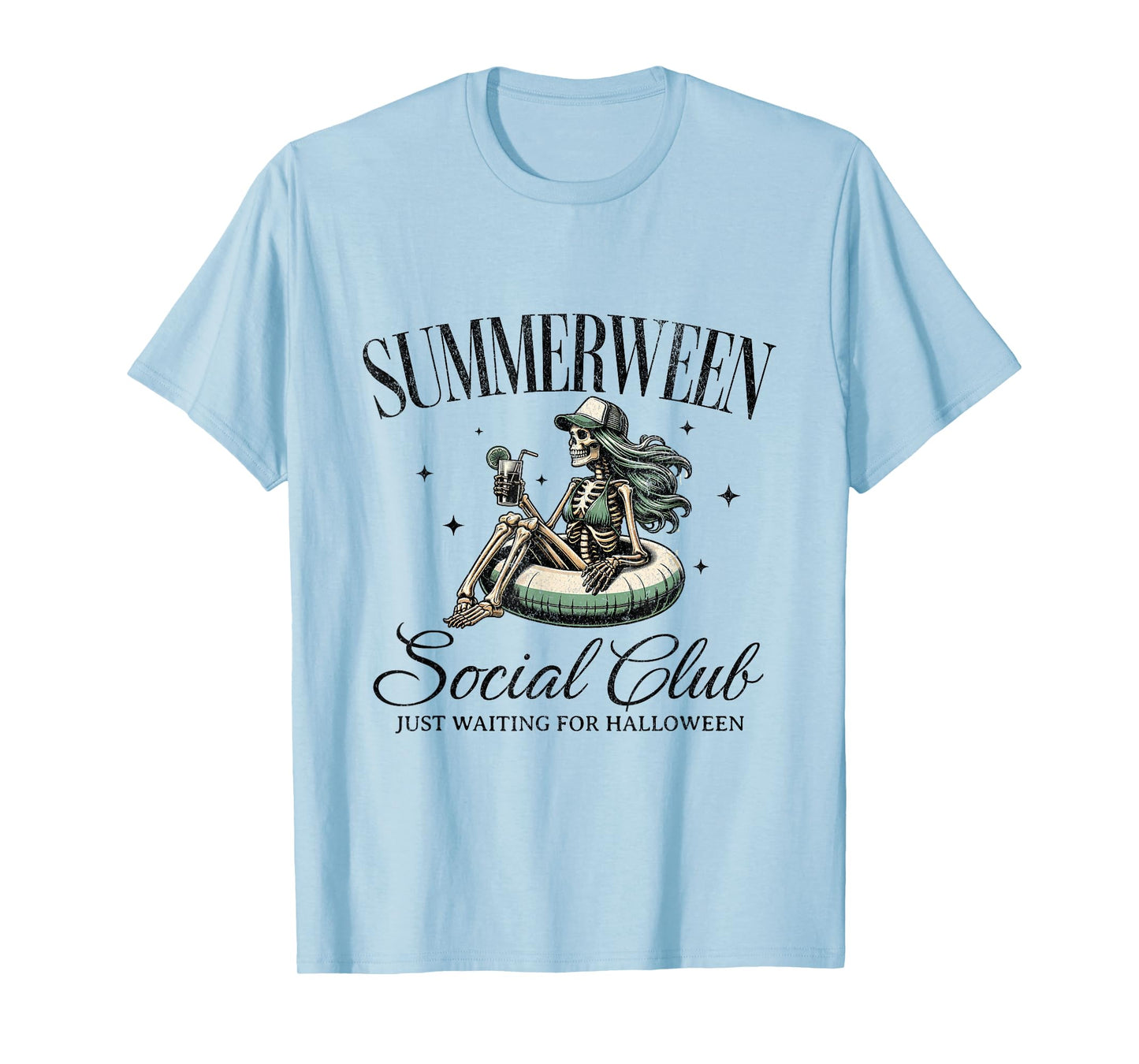 Summerween Social Club Halloween in Summer Pool Skeleton T-Shirt