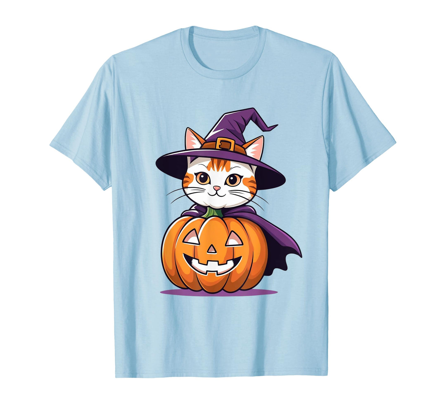 Cute Cat in A Pumpkin Halloween Witch Costume Kitten T-Shirt