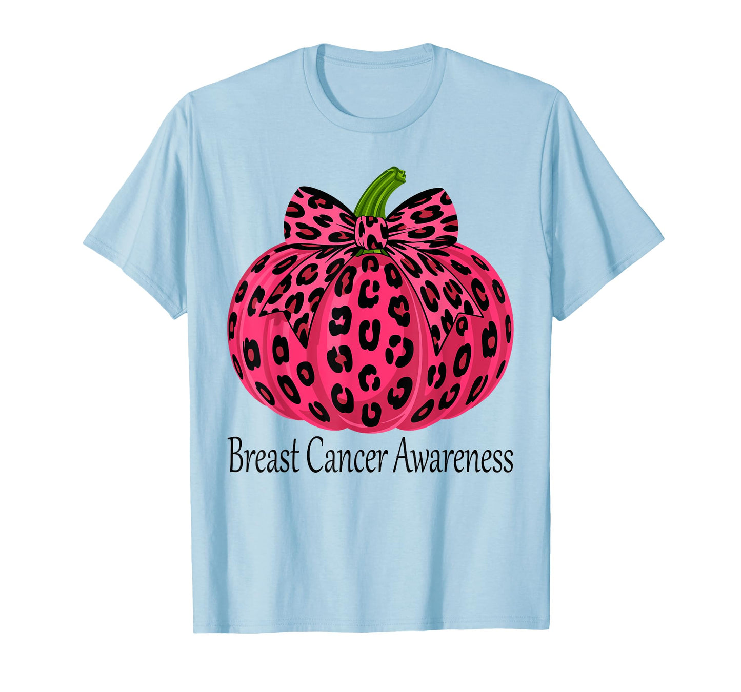 Leopard Bow Pumpkin Breast Cancer Awareness Fall Women T-Shirt