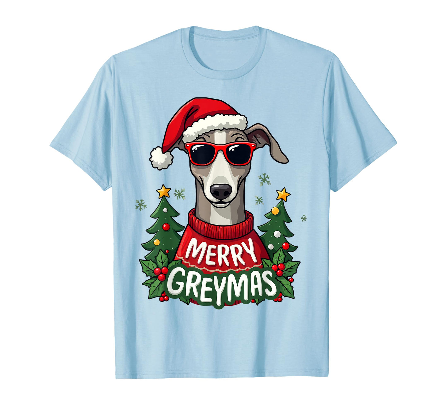 Merry Greymas Cute Greyhound Dog Christmas Holiday T-Shirt