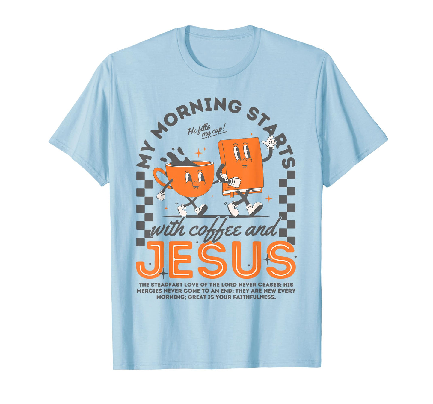 My Morning Starts With Coffee And Jesus Autumn Fall Leaves T-Shirt