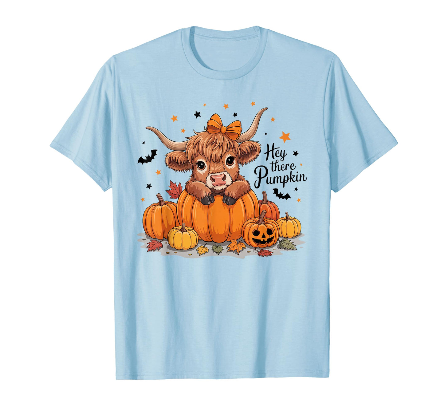Hey There Pumpkin Halloween Highland Cow Lover Cow Farm T-Shirt