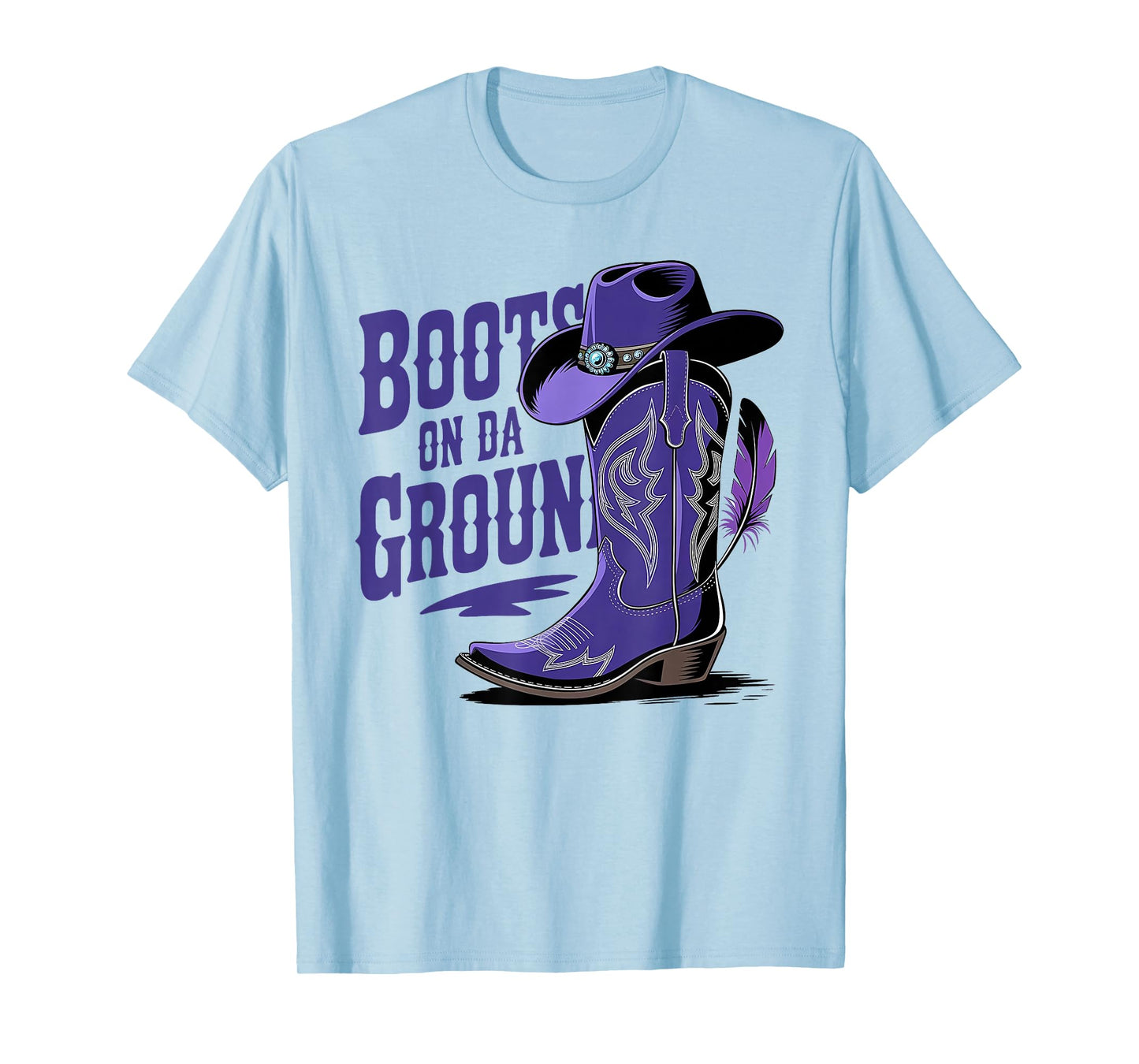 Boots On The Ground Boot Cowboy Purple Western Country Music T-Shirt