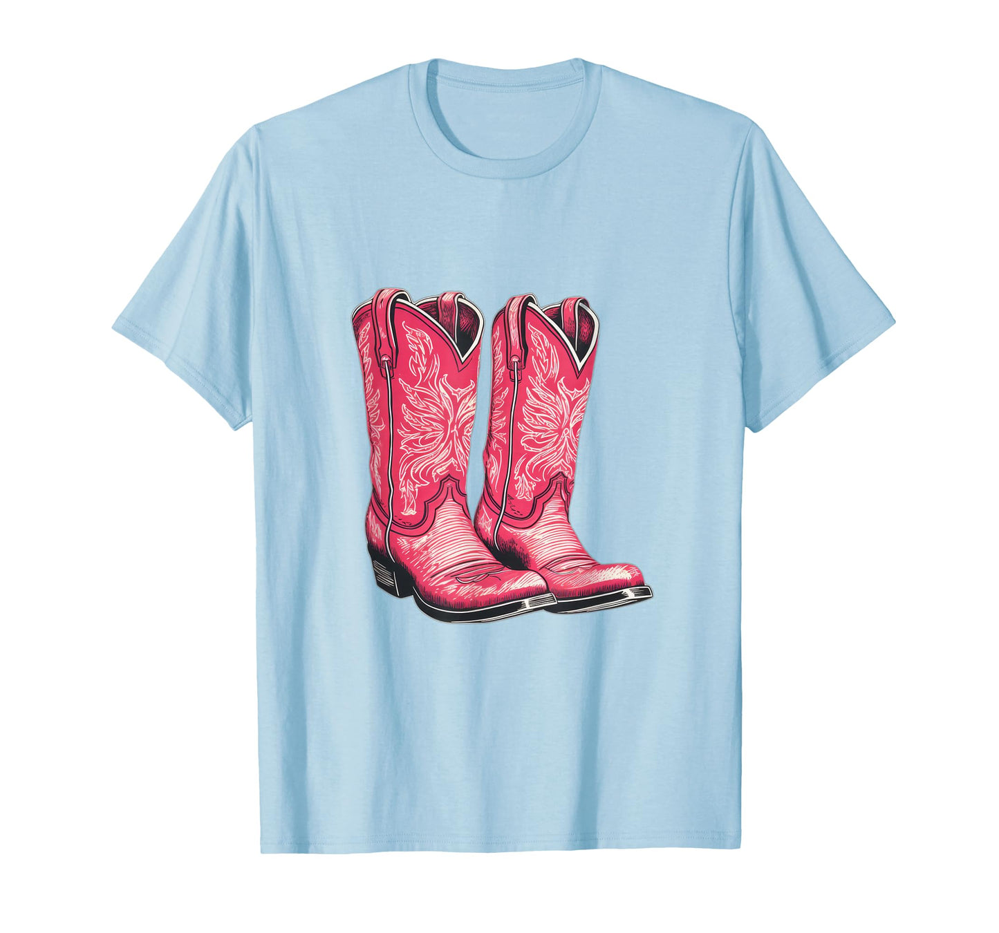Pink Cowboy Boots Graphic Tee for Men Women Vintage Design T-Shirt