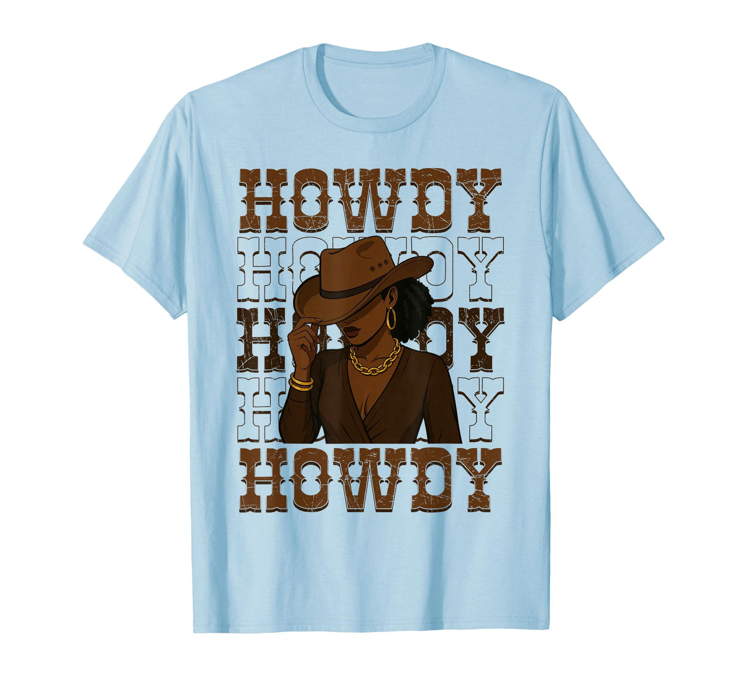 Howdy Retro Western Black Cowgirl Melanin Afro Women T-Shirt