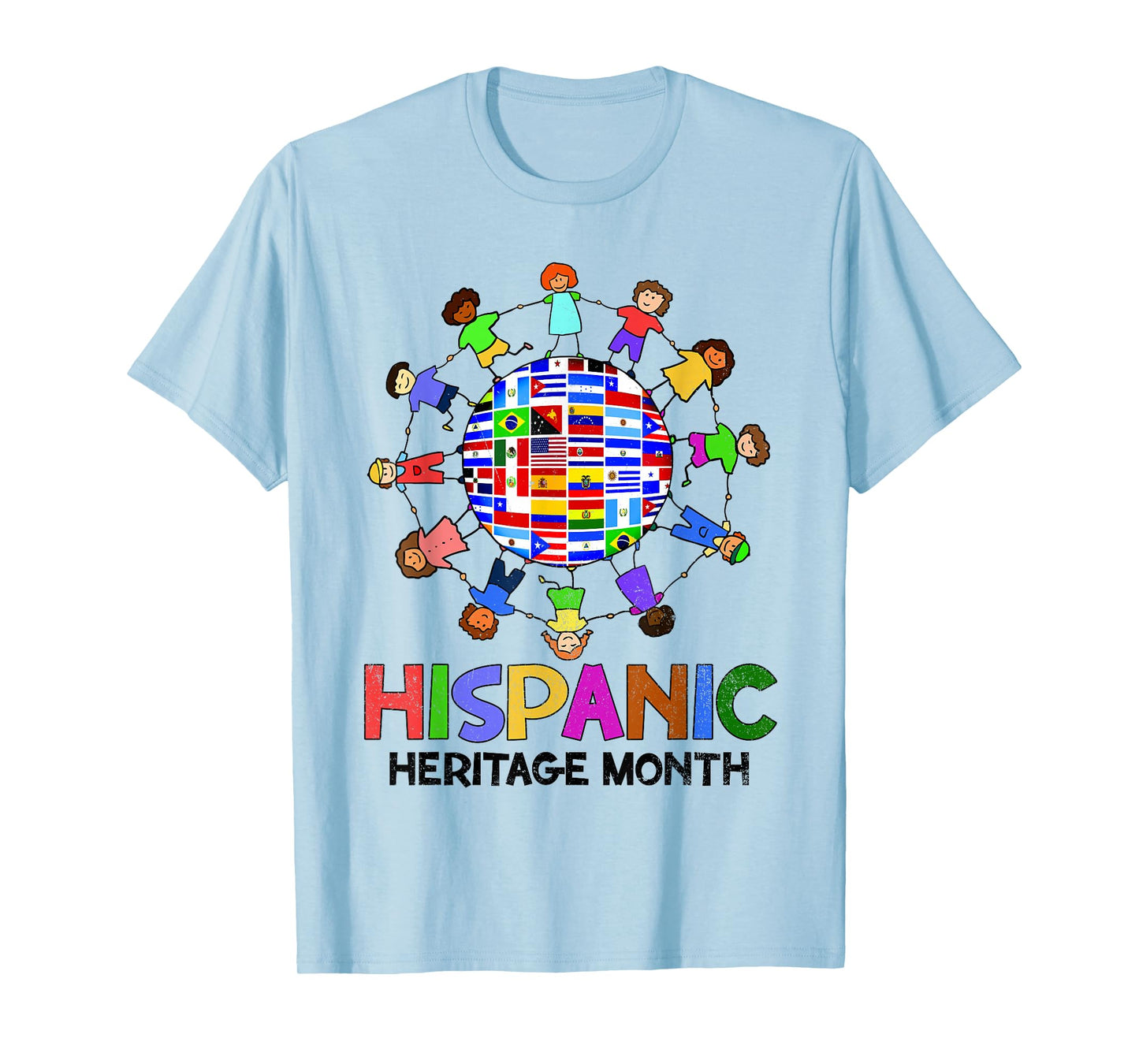 Hispanic Heritage Month Latino Countries Flags Boy Girl Kids T-Shirt