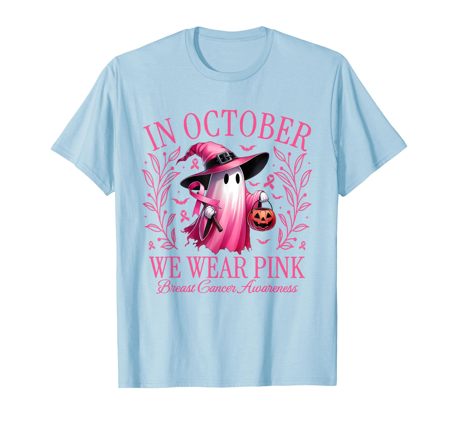 In October We Wear Pink Breast Cancer Awareness Halloween T-Shirt