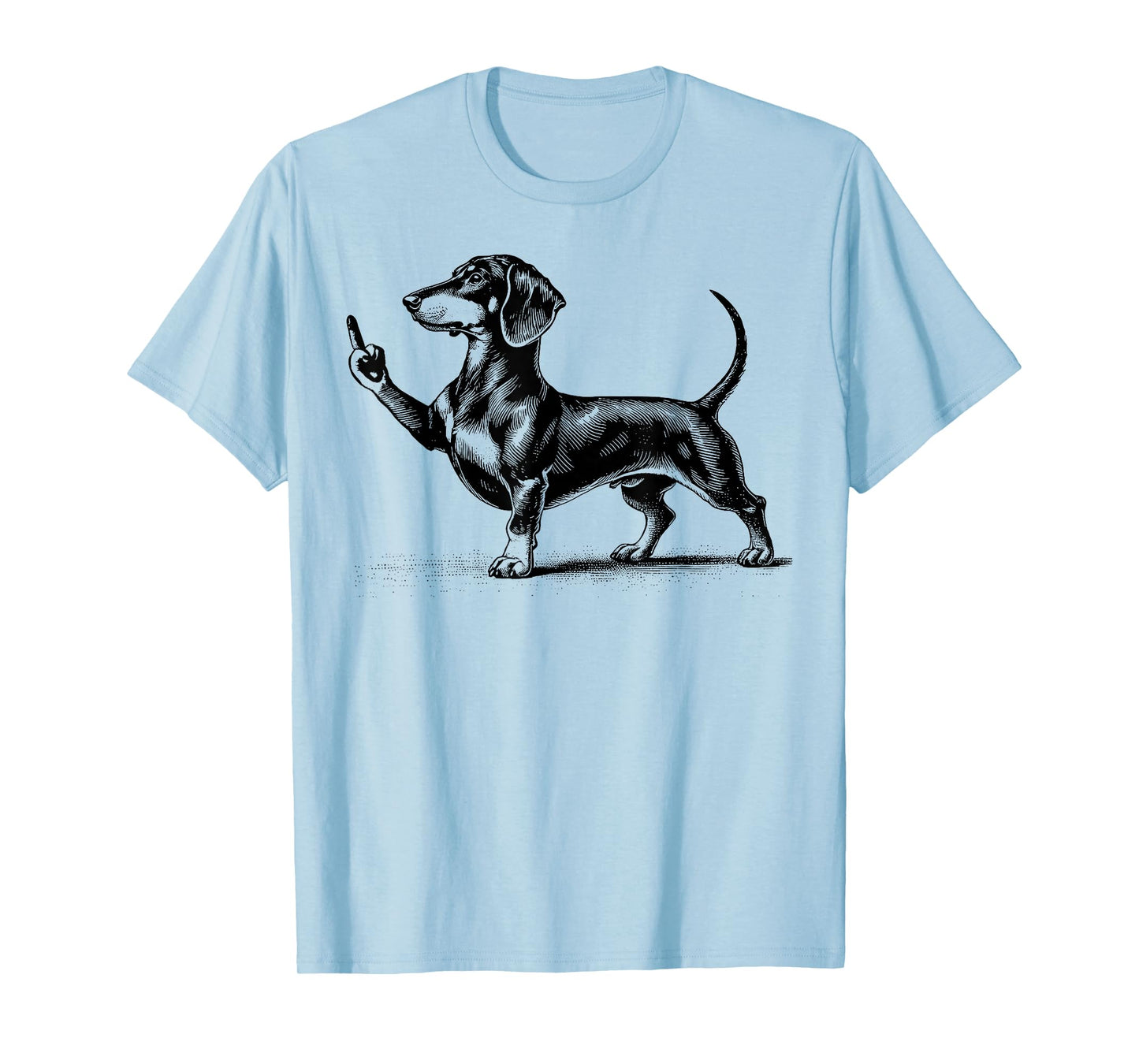 Black Dachshund with Middle Finger T-Shirt