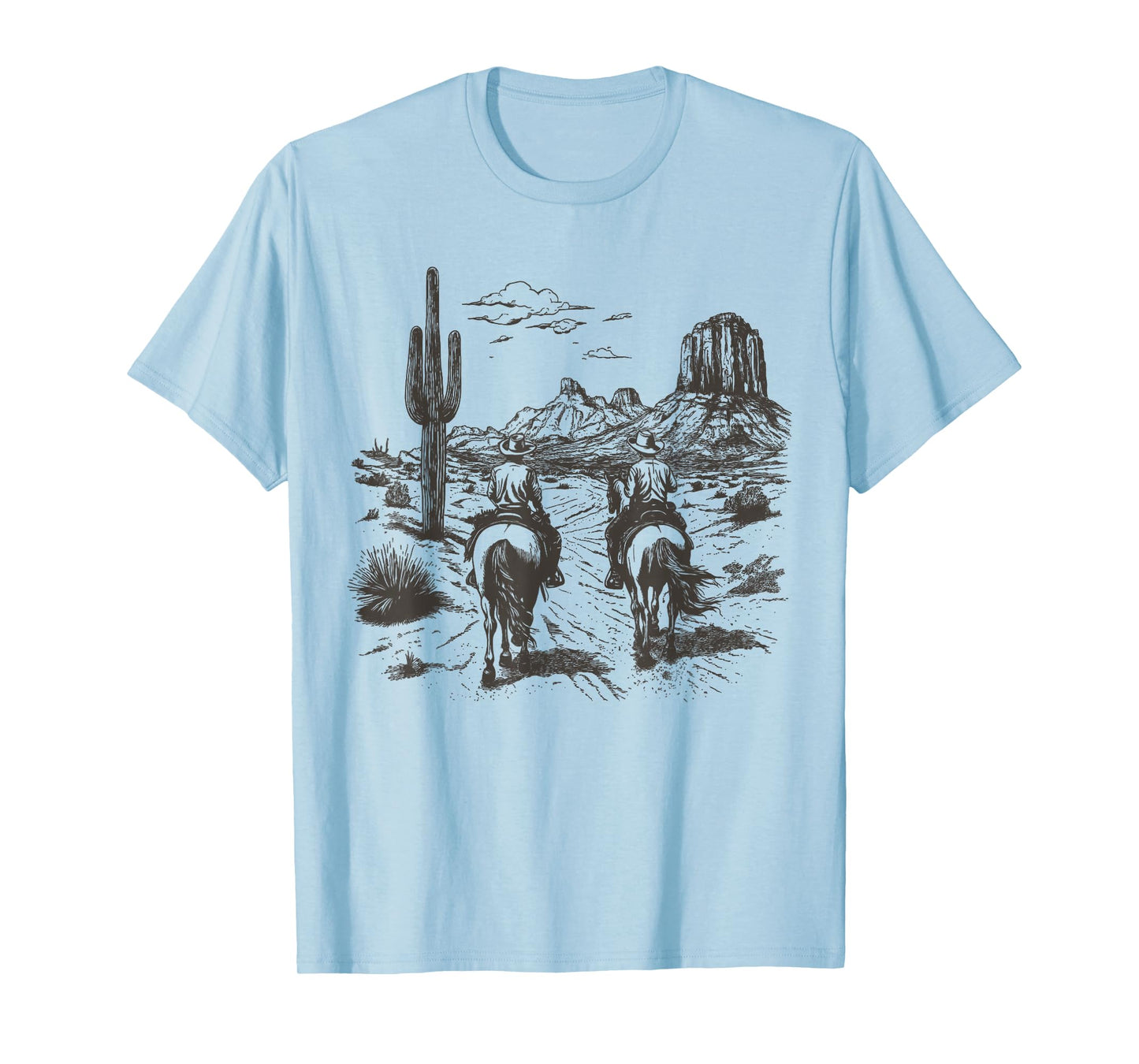 Vintage Cowboy Riding Horse Western Desert Mountain Country T-Shirt
