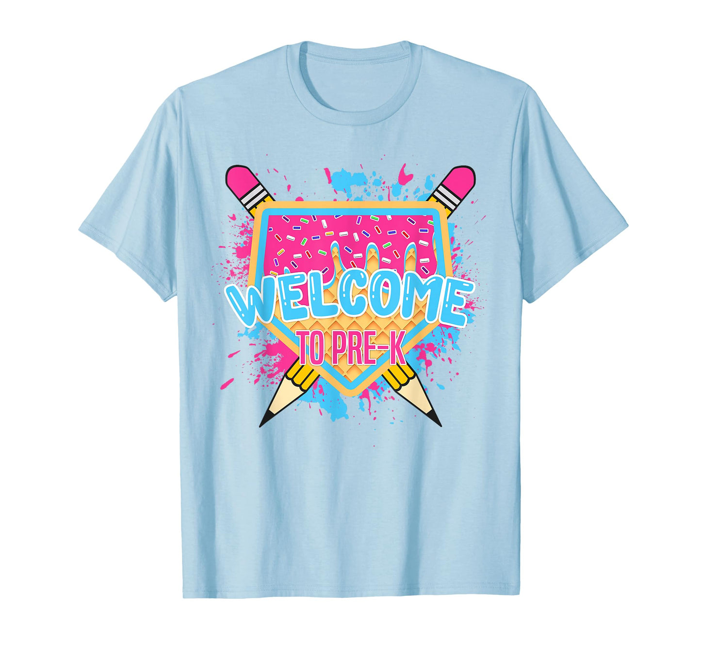 Welcome To Pre-K Home Plate Ice Cream Drip Back To School T-Shirt