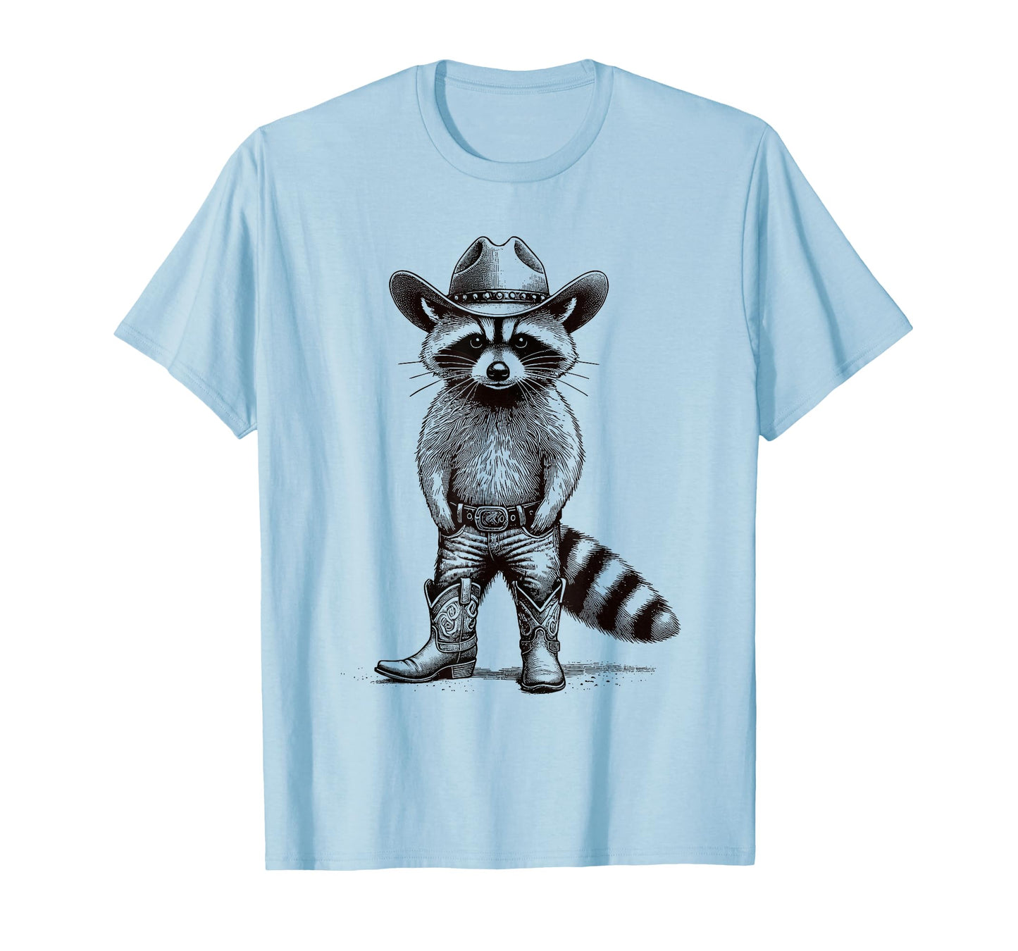 Country Animal Themed Gifts For Men, Women & Youth Vintage Cowboy Hat Raccoon & Cowgirl, Funny Western T-Shirt