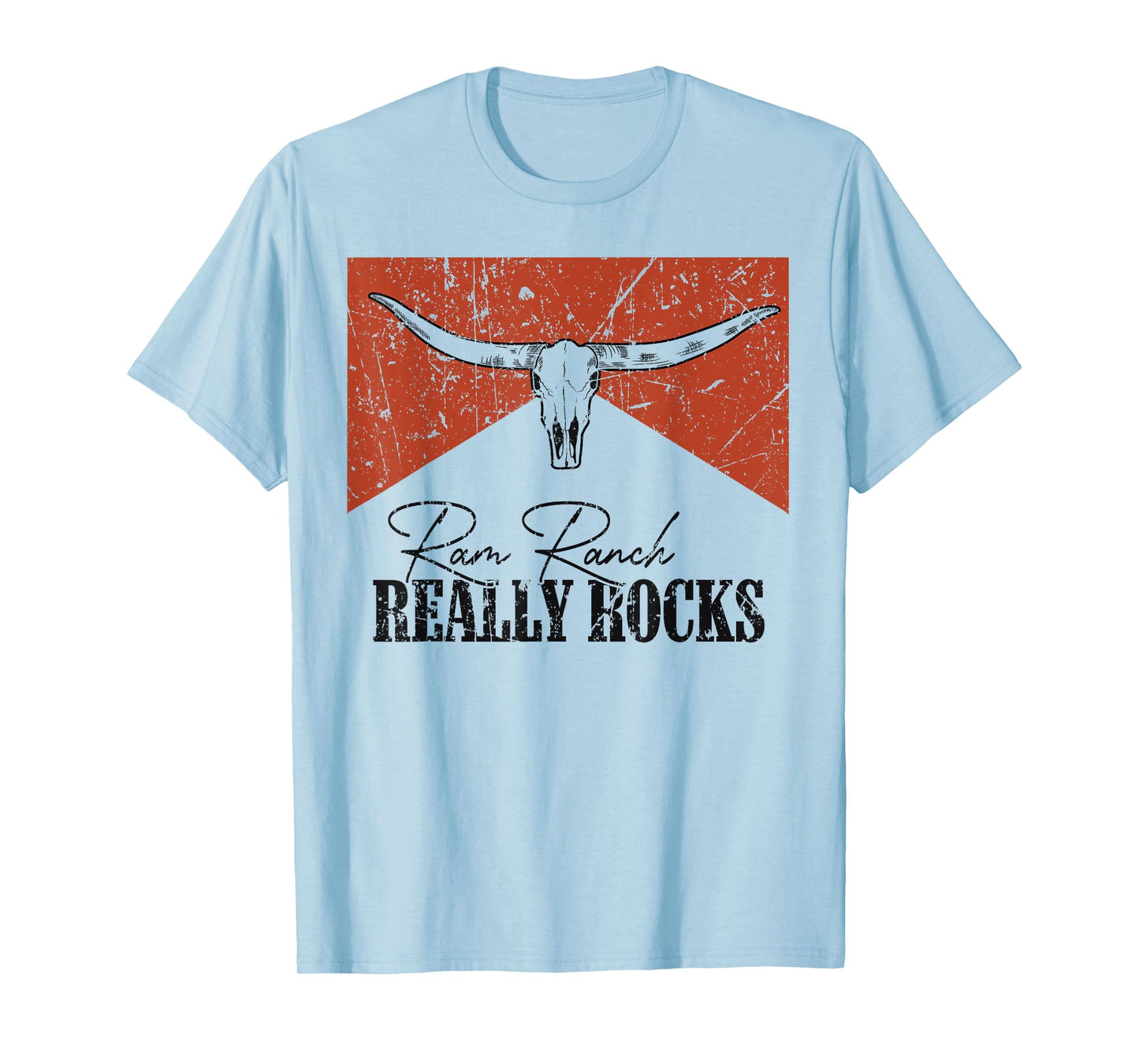 Vintage Bull Skull Ram Ranch Really Rocks Western Country T-Shirt