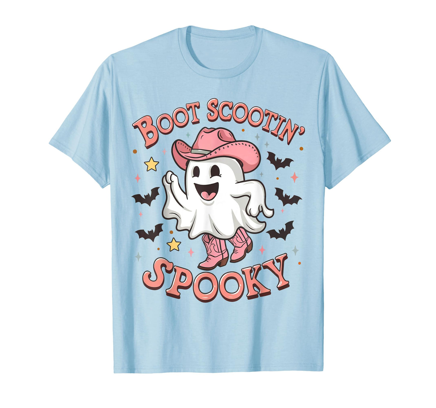 Boot Scootin' Spooky Funny Ghost Pink Cowboy Halloween T-Shirt