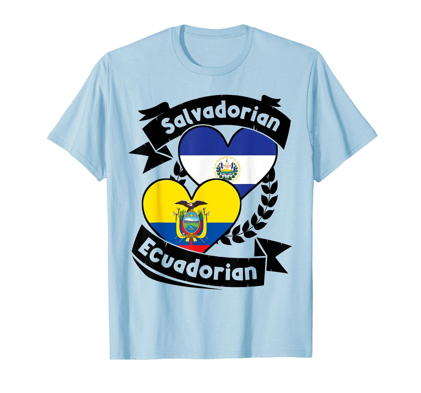 Salvadorian Ecuadorian Heart Flags El Salvador Ecuador T-Shirt