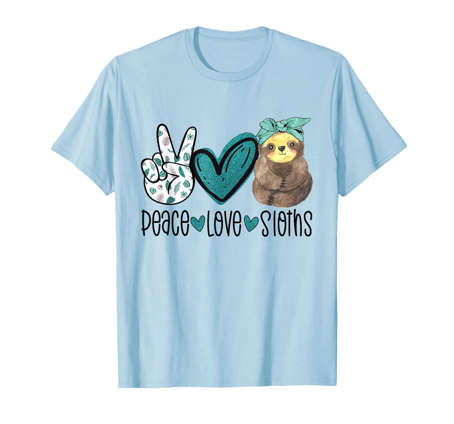 Peace Love Sloths Funny Sloth Gift Hippie Peace T-Shirt