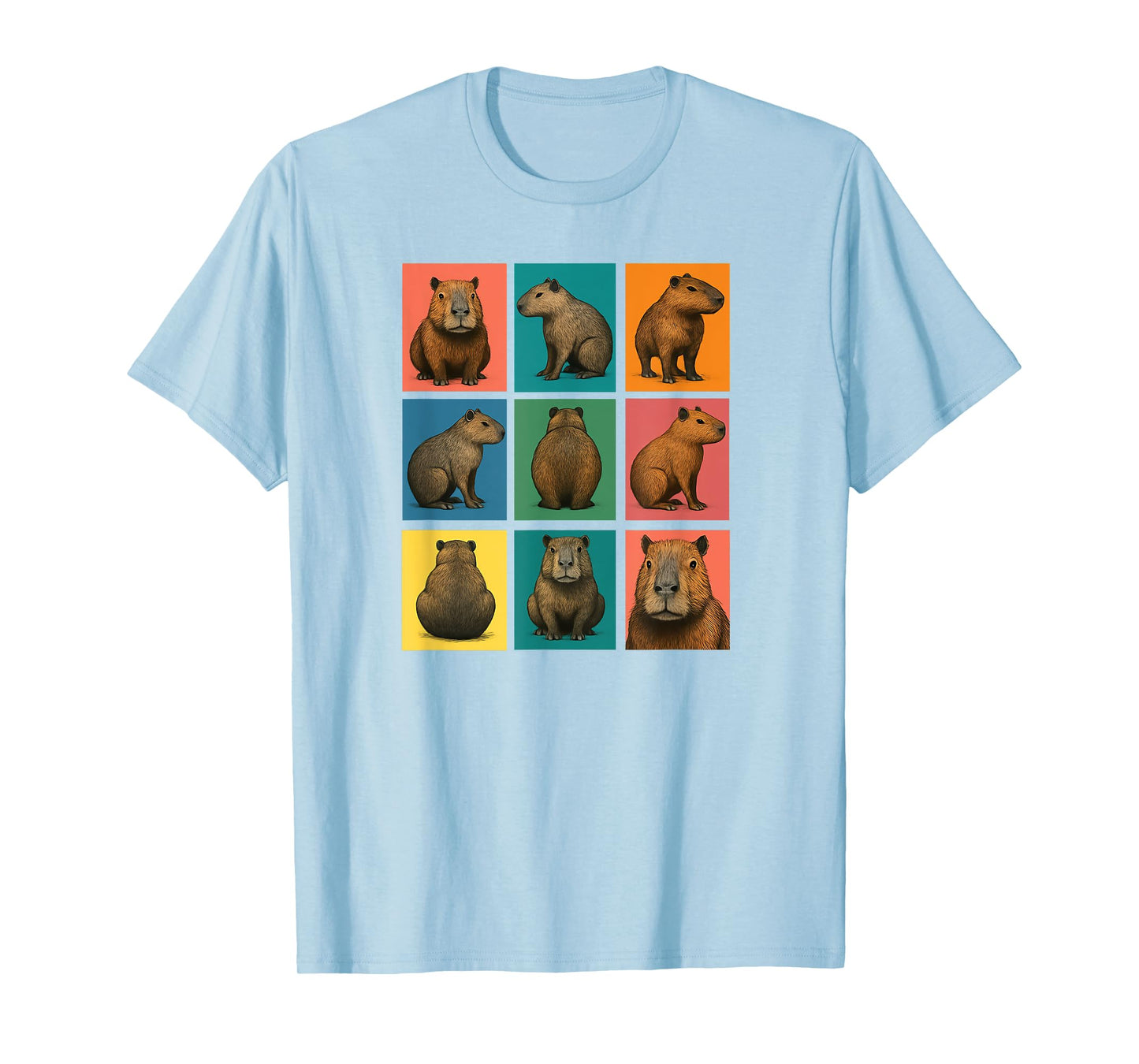 9 Image Capybara Art Collage Rare Playful Animal Lover T-Shirt