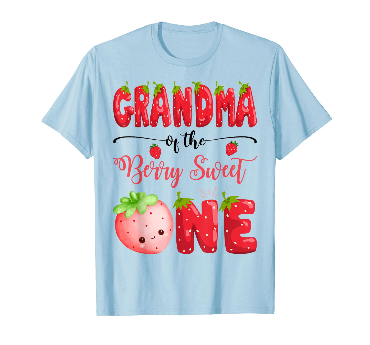 Grandma Of The Berry Sweet One Birthday Girl Strawberry T-Shirt