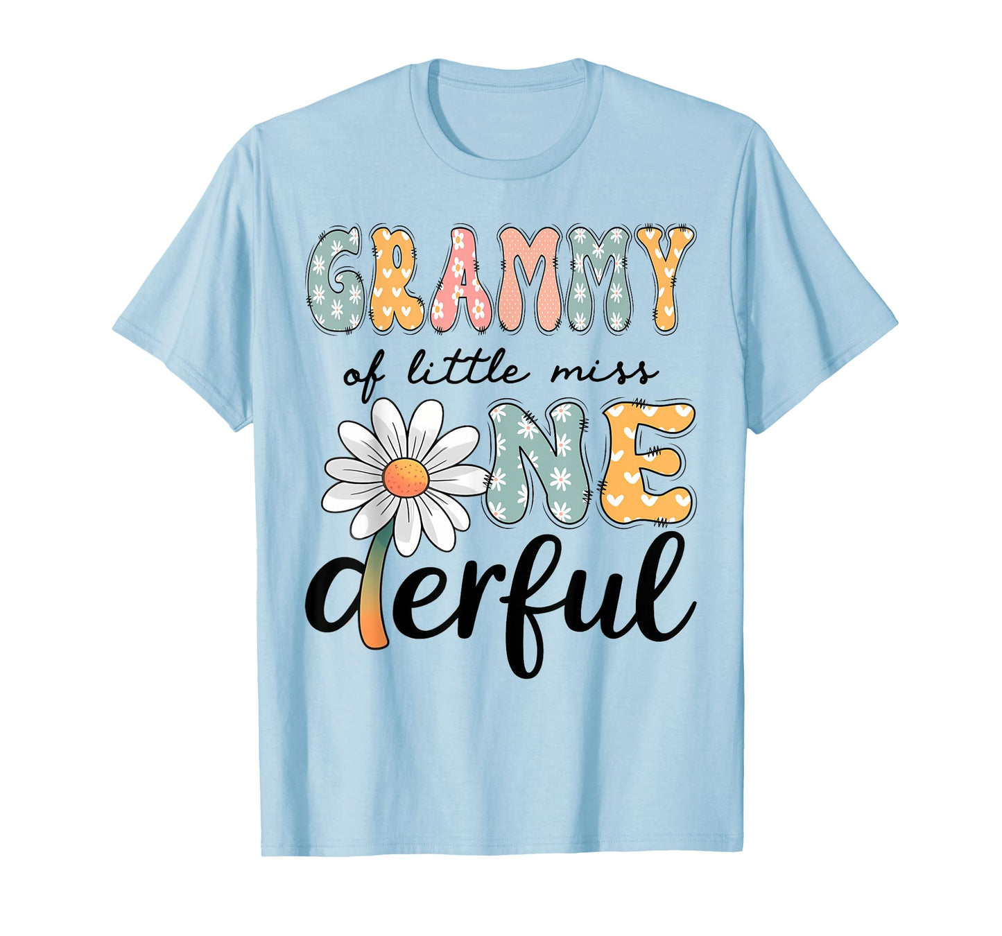 Grammy Of Little Miss Onederful 1St Birthday Daisy Lover T-Shirt