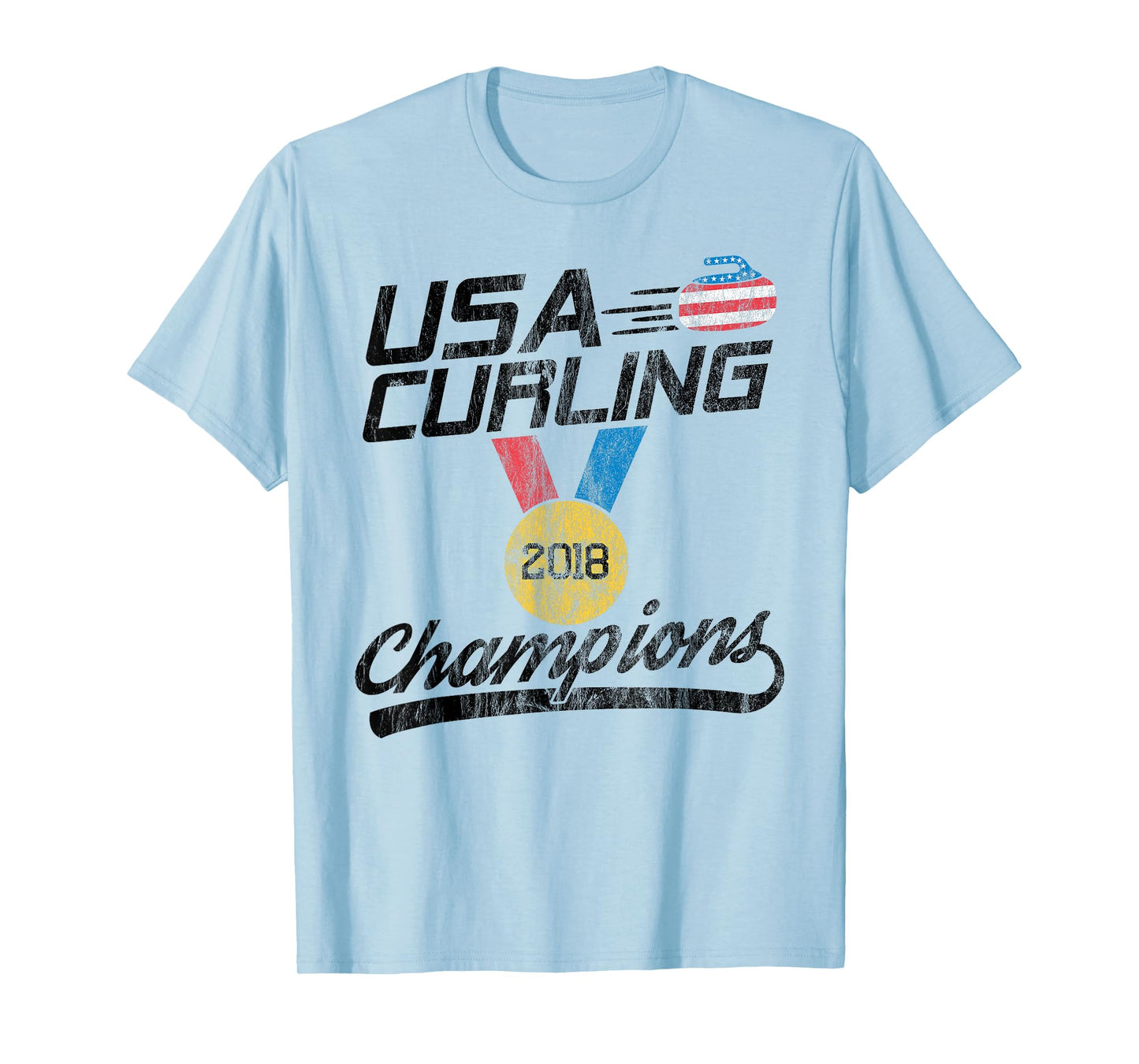 USA Red White and Blue Curling T Shirt 2018 Champion Tee T-Shirt