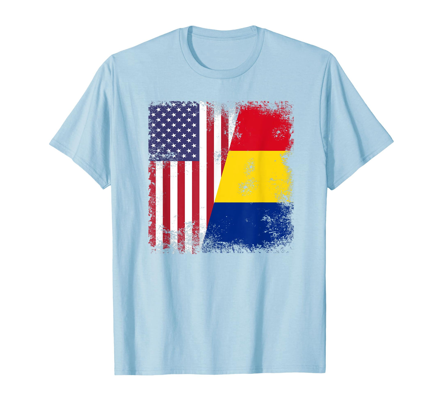 Half Romanian Flag T-Shirt | Vintage Romania USA Gift