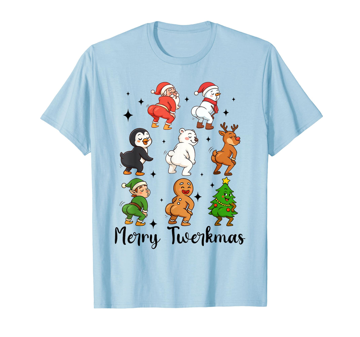 Funny Xmas Merry Twerkmas Christmas Characters Twerk Squad T-Shirt