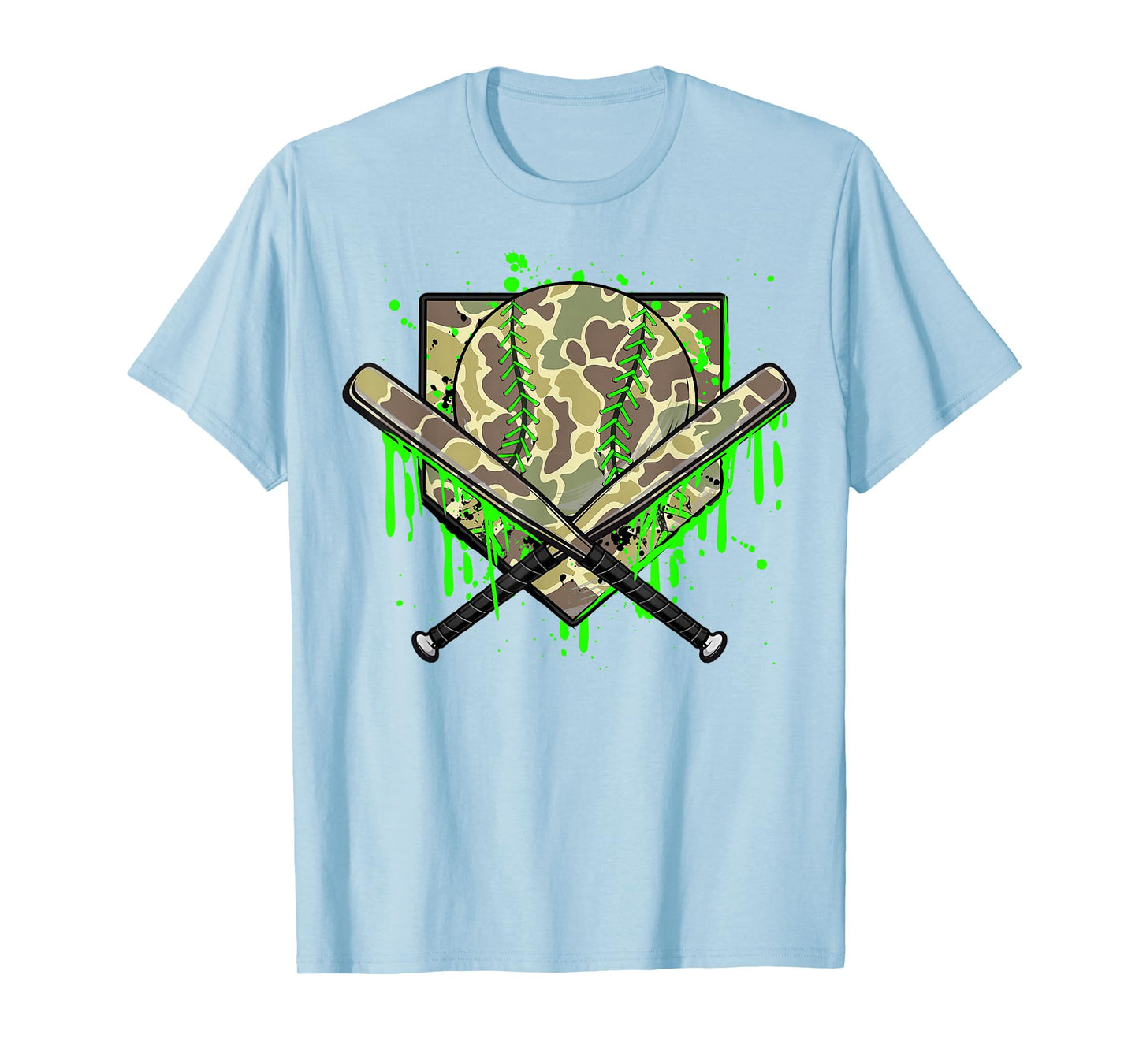 Baseball Drip Camo Home Plate Boys Sports Cool Game Day Drip T-Shirt