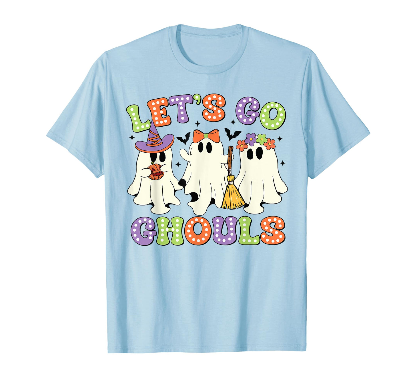 Let's Go Ghouls Scary Ghost Costume Halloween Retro Groovy T-Shirt