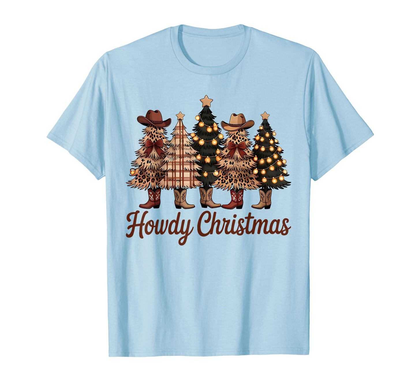 Howdy Christmas Trees Western Cowboy Boot Country T-Shirt