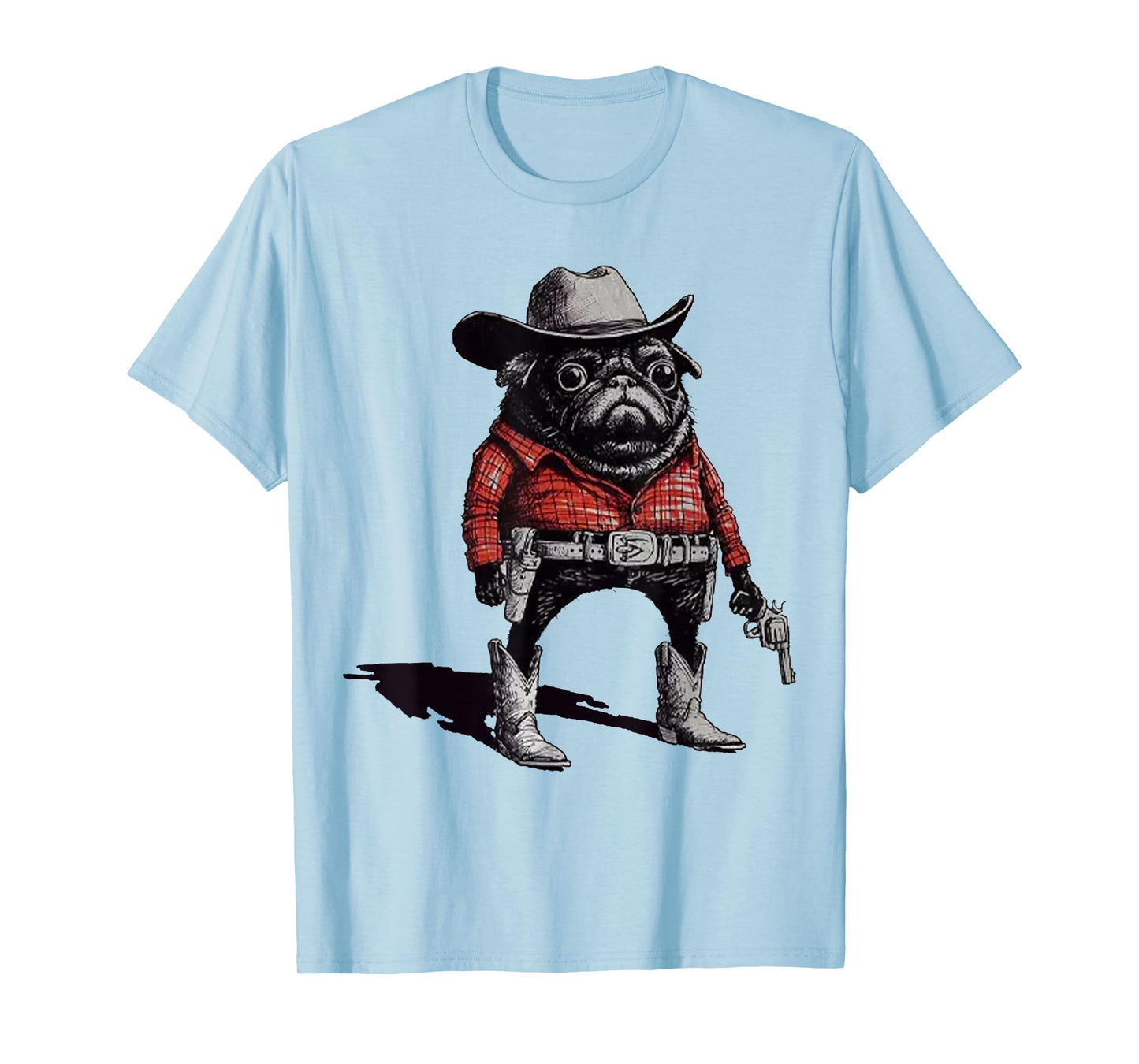 Retro Pug Funny Western Cowboy Dog Lover T-Shirt