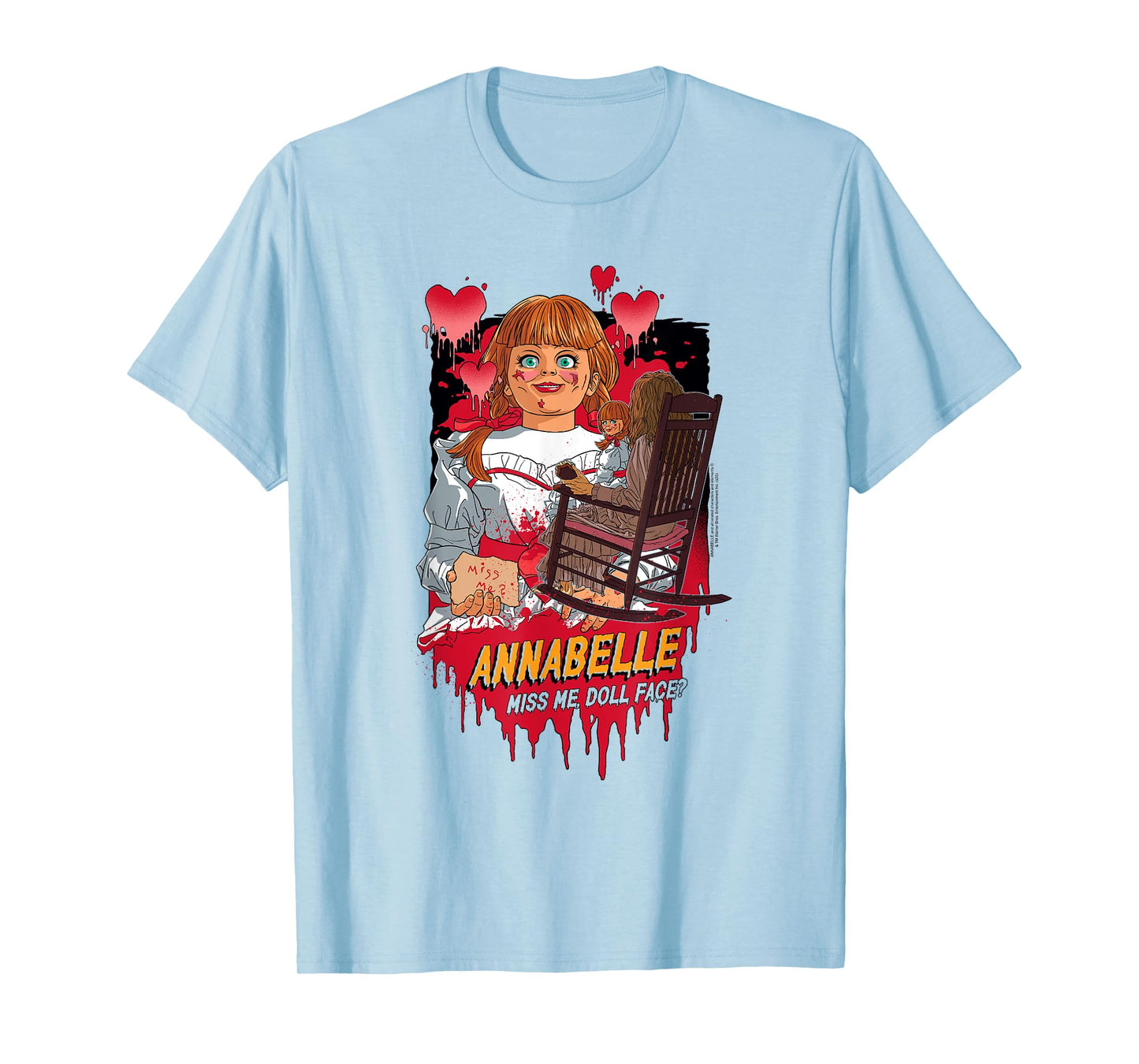 Annabelle Miss Me Doll Face? Illustrated Horror Movie T-Shirt