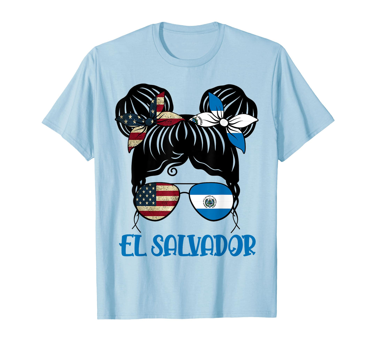 Half American Half Salvadorian Girl USA El Salvador Flag kid T-Shirt