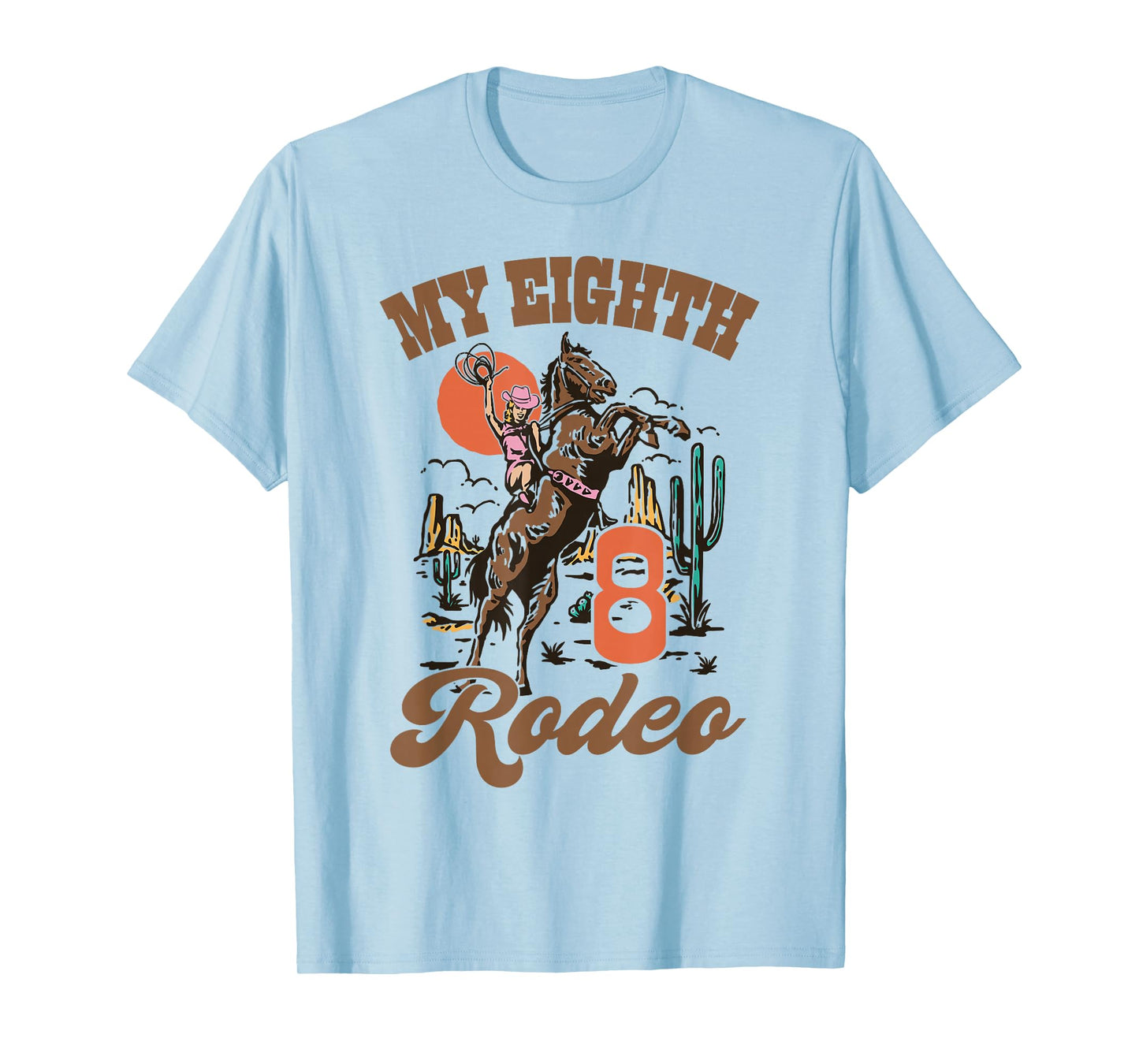 My Eight Rodeo Retro Western 8th Birthday Country Cowgirl T-Shirt