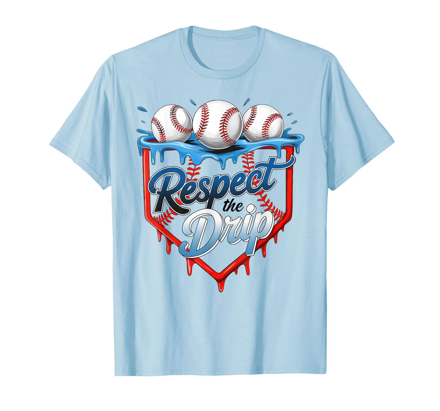 Respect The Drip Baseball Home Plate Ice Cream Drip T-Shirt